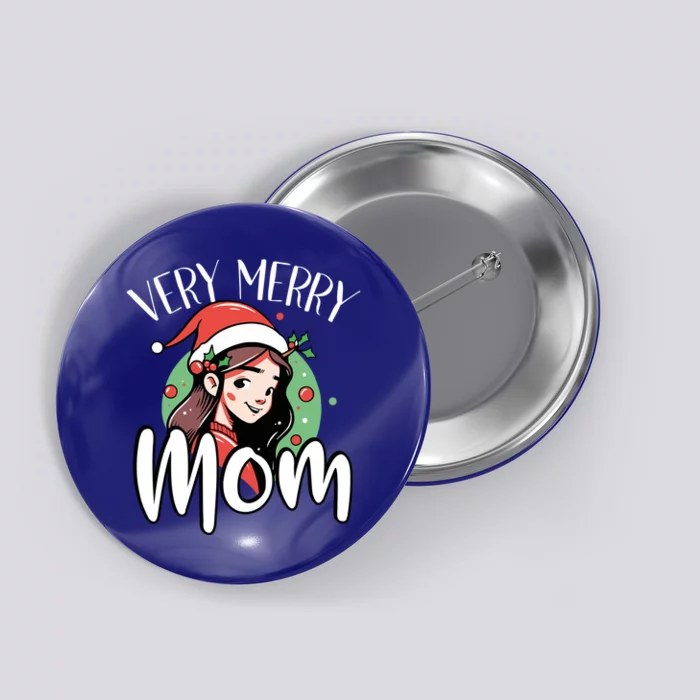 Mom Christmas Xmas Day Santa Mama Happy Holidays Mommy Great Gift Button