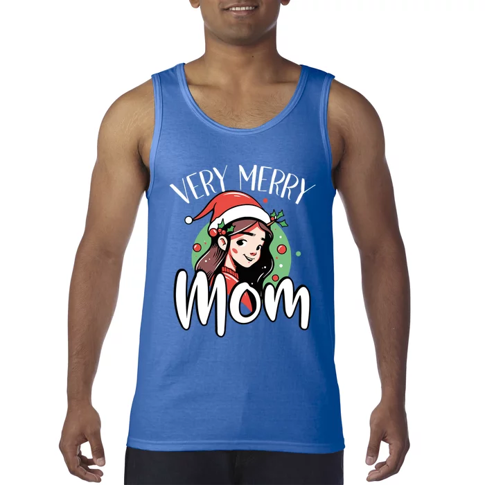 Mom Christmas Xmas Day Santa Mama Happy Holidays Mommy Great Gift Tank Top