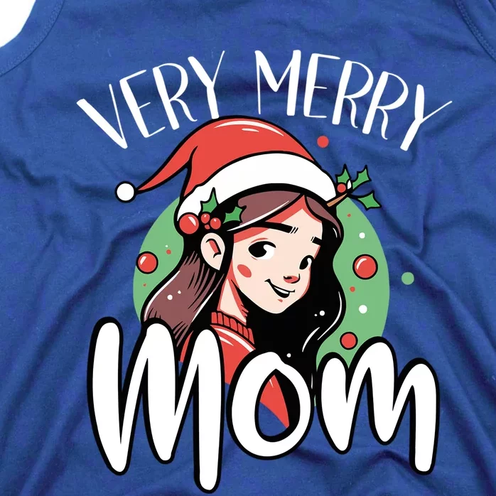 Mom Christmas Xmas Day Santa Mama Happy Holidays Mommy Great Gift Tank Top