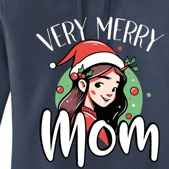 Mom Christmas Xmas Day Santa Mama Happy Holidays Mommy Great Gift Women's Pullover Hoodie