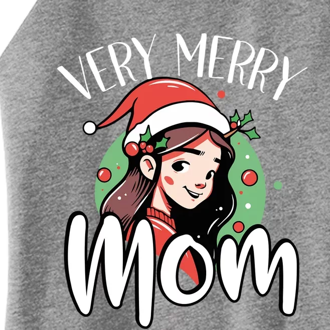 Mom Christmas Xmas Day Santa Mama Happy Holidays Mommy Great Gift Women’s Perfect Tri Rocker Tank