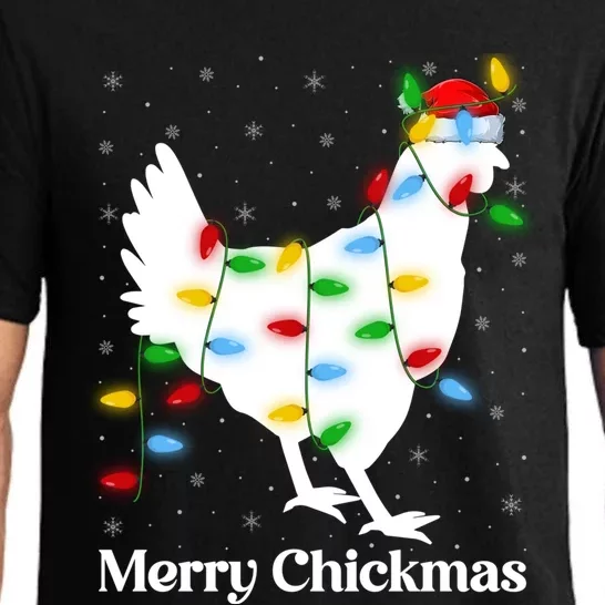 Merry Chickmas Xmas Lighting Santa Chicken Christmas Funny Gift Pajama Set