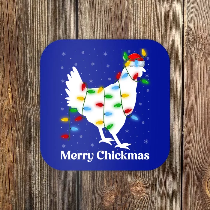 Merry Chickmas Xmas Lighting Santa Chicken Christmas Funny Gift Coaster