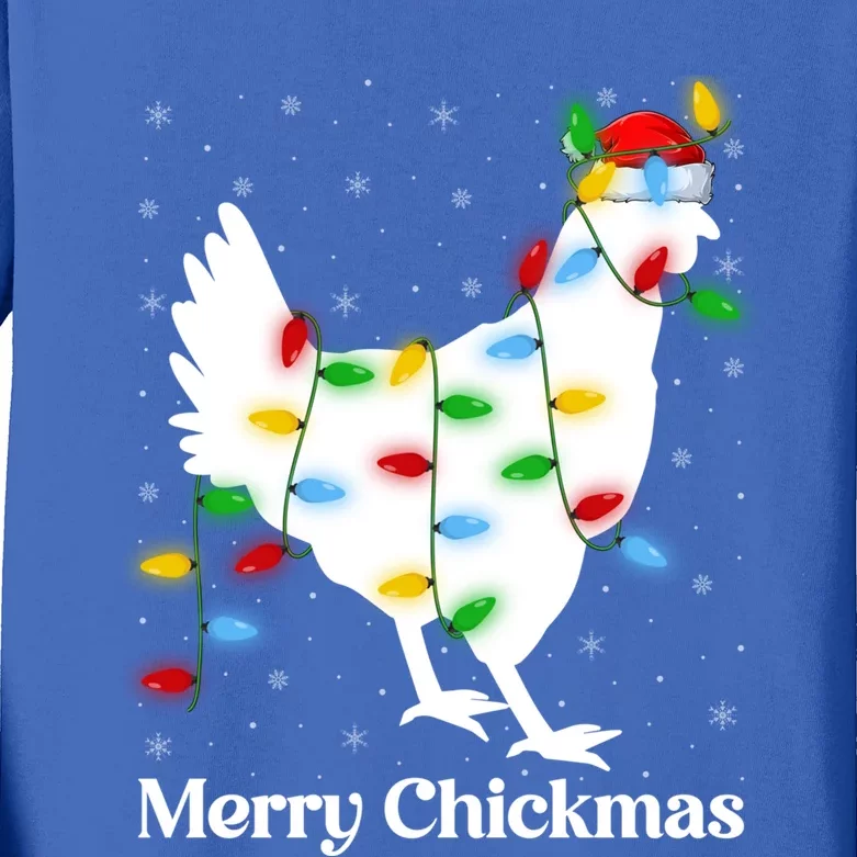 Merry Chickmas Xmas Lighting Santa Chicken Christmas Funny Gift Kids Long Sleeve Shirt