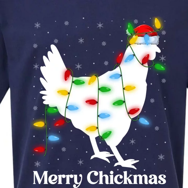 Merry Chickmas Xmas Lighting Santa Chicken Christmas Funny Gift Sueded Cloud Jersey T-Shirt