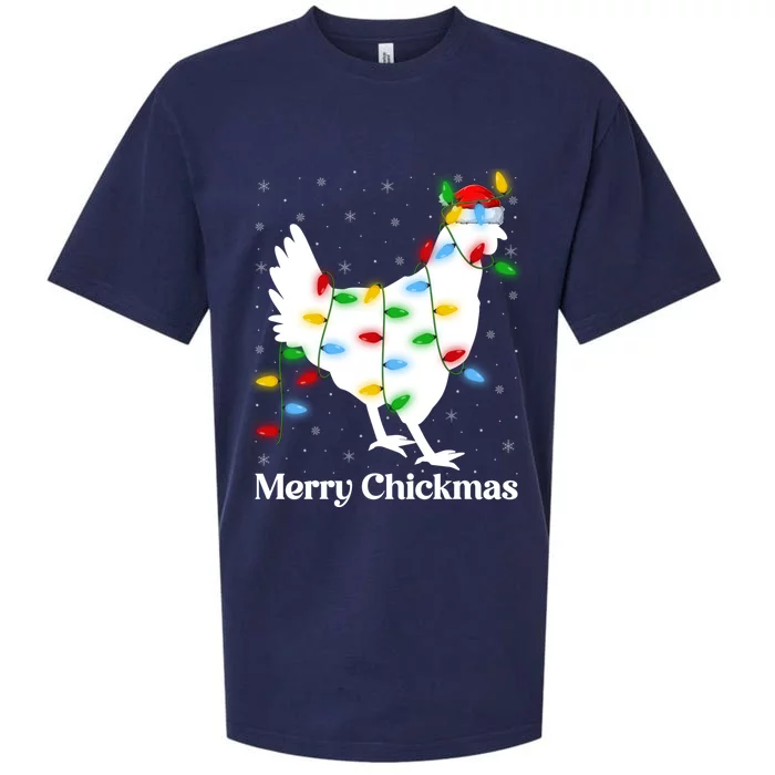 Merry Chickmas Xmas Lighting Santa Chicken Christmas Funny Gift Sueded Cloud Jersey T-Shirt