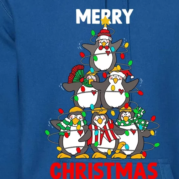 Merry Christmas Xmas Tree Penguins Happy Holiday Xmas Pajama Gift Premium Hoodie