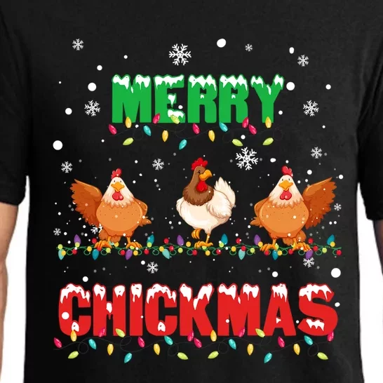 Merry Chickmas Xmas Lights Chicken Lovers Merry Christmas Gift Pajama Set