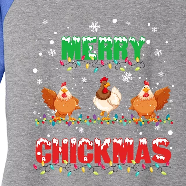 Merry Chickmas Xmas Lights Chicken Lovers Merry Christmas Gift Women's Tri-Blend 3/4-Sleeve Raglan Shirt