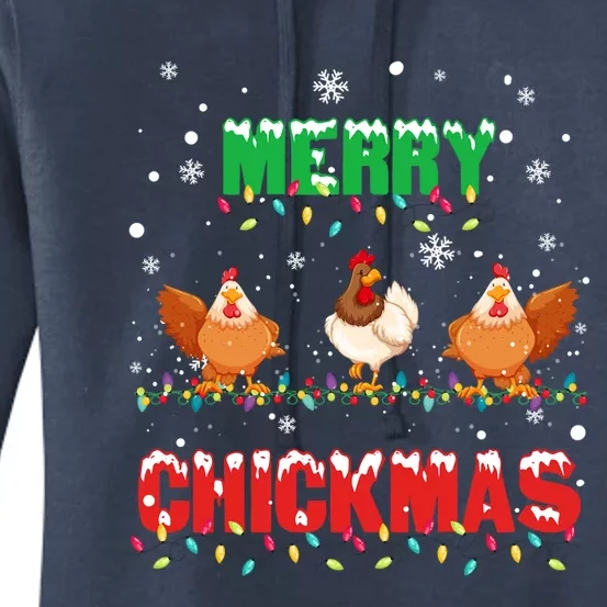 Merry Chickmas Xmas Lights Chicken Lovers Merry Christmas Gift Women's Pullover Hoodie