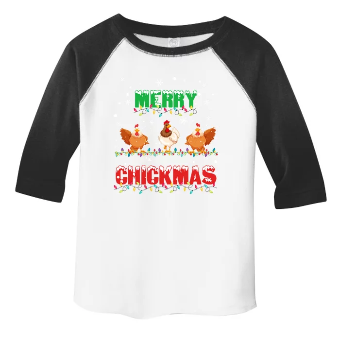 Merry Chickmas Xmas Lights Chicken Lovers Merry Christmas Gift Toddler Fine Jersey T-Shirt