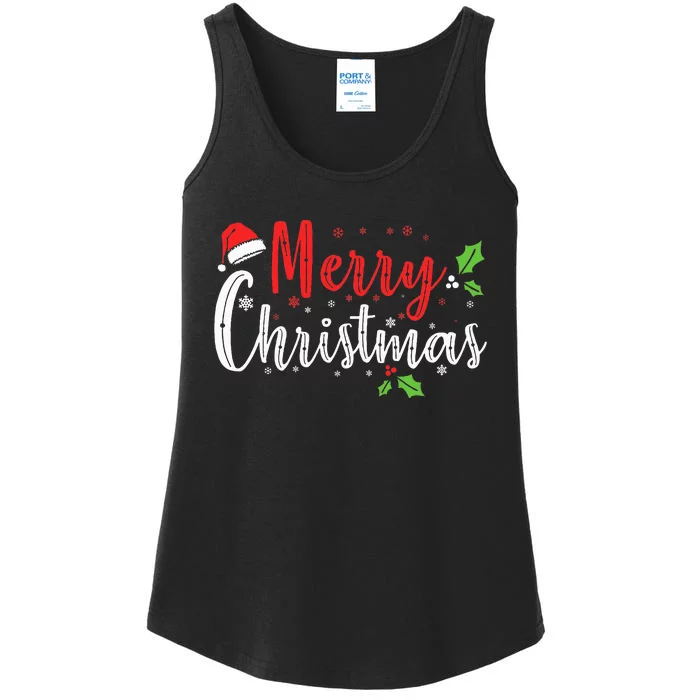 Merry Christmas xmas winter family Ladies Essential Tank