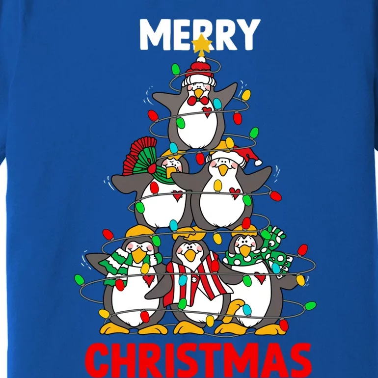 Merry Christmas Xmas Tree Penguins Happy Holiday Xmas Pajama Gift Premium T-Shirt