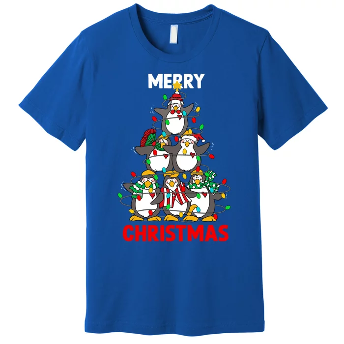 Merry Christmas Xmas Tree Penguins Happy Holiday Xmas Pajama Gift Premium T-Shirt