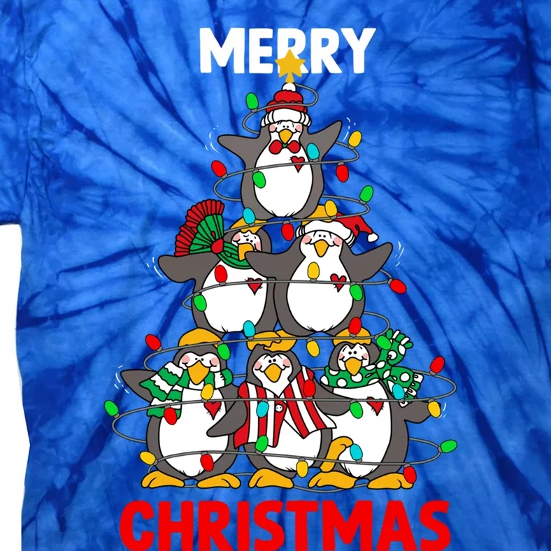 Merry Christmas Xmas Tree Penguins Happy Holiday Xmas Pajama Gift Tie-Dye T-Shirt