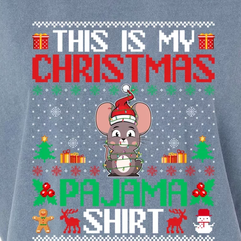 Mouse Christmas Xmas Pajama Gift Santa Hat Mouse Meaningful Gift Garment-Dyed Women's Muscle Tee