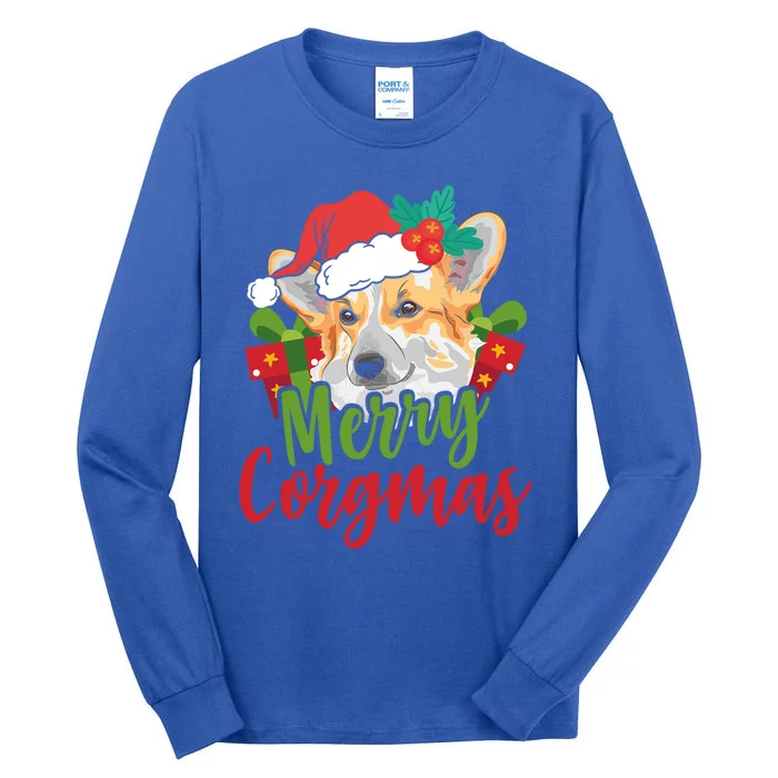 Merry Corgmas Xmas Corgi Dog Greeting Christmas Fun Gift Tall Long Sleeve T-Shirt