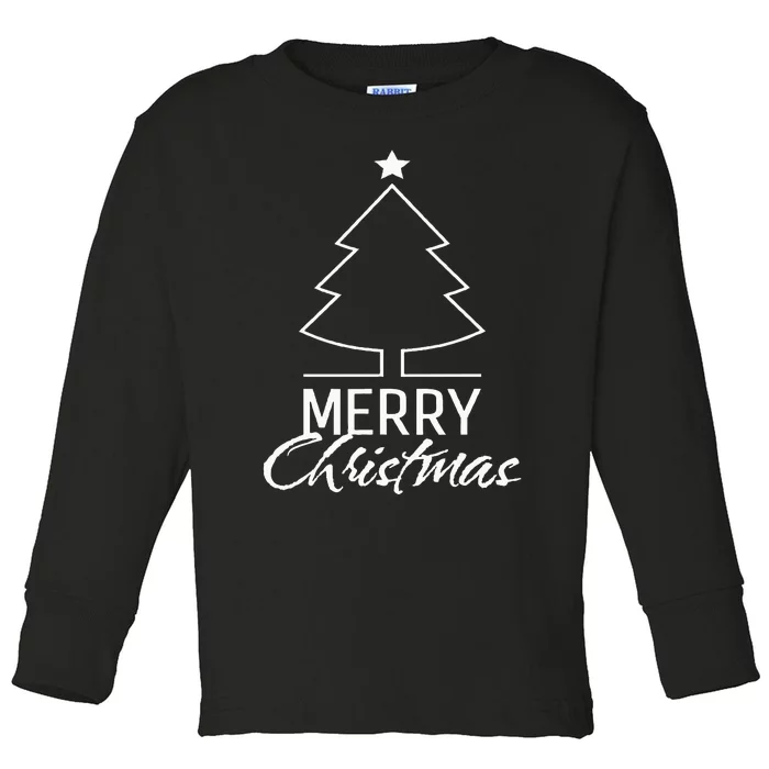 Merry Christmas Xmas Tree Toddler Long Sleeve Shirt