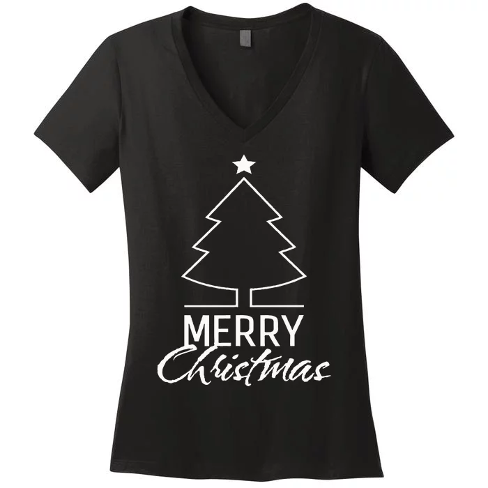 Merry Christmas Xmas Tree Women's V-Neck T-Shirt