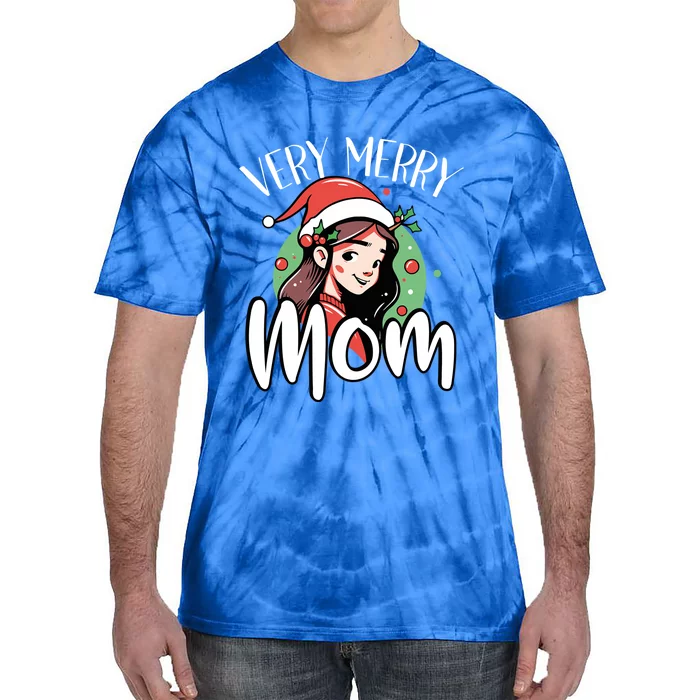 Mom Christmas Xmas Day Santa Mama Happy Holidays Mommy Cool Gift Tie-Dye T-Shirt