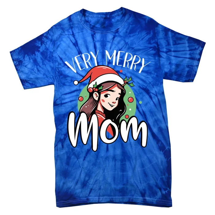 Mom Christmas Xmas Day Santa Mama Happy Holidays Mommy Cool Gift Tie-Dye T-Shirt