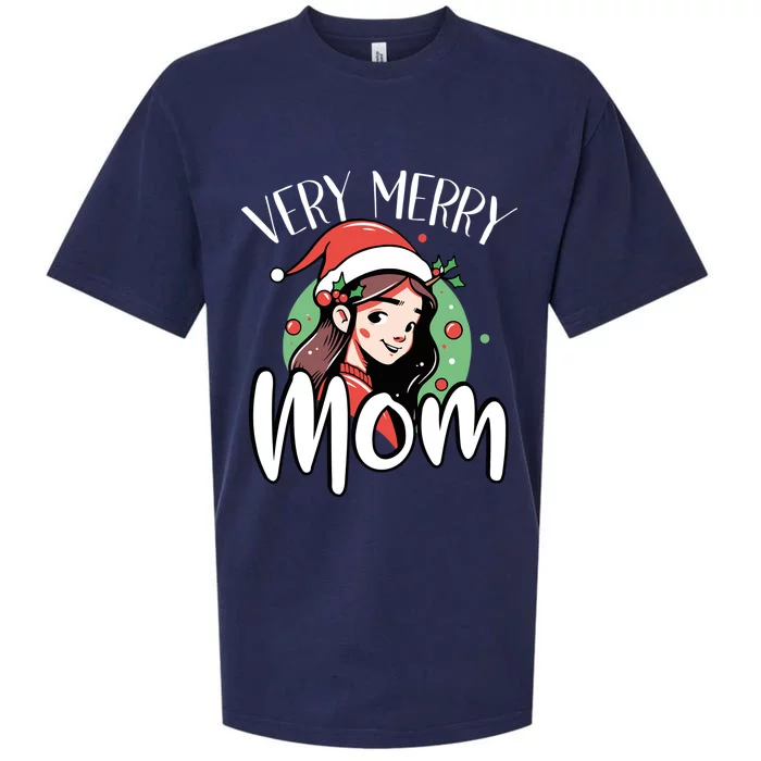 Mom Christmas Xmas Day Santa Mama Happy Holidays Mommy Cool Gift Sueded Cloud Jersey T-Shirt