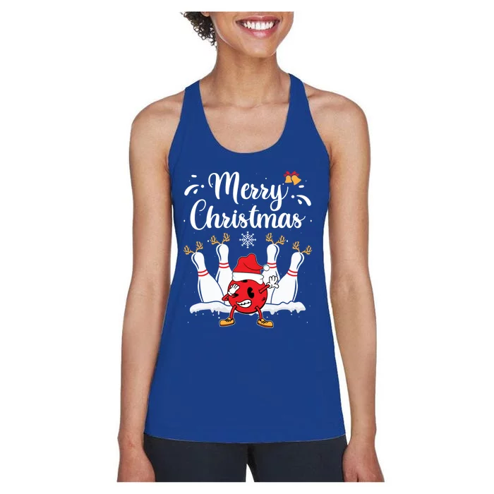 Merry Christmas Xmas Bowling Buddies Winter Bowler Expert Meaningful Gift Women's Racerback Tank