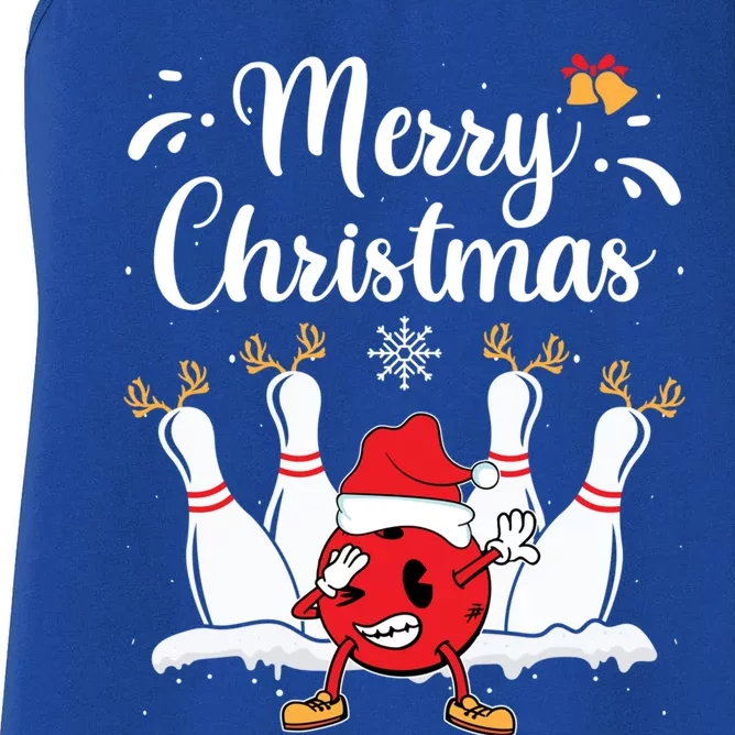 Merry Christmas Xmas Bowling Buddies Winter Bowler Expert Meaningful Gift Women's Racerback Tank