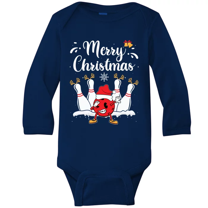 Merry Christmas Xmas Bowling Buddies Winter Bowler Expert Meaningful Gift Baby Long Sleeve Bodysuit