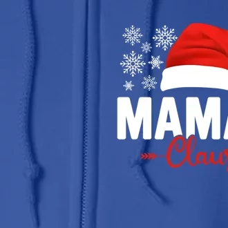 Mamaw Claus Xmas Light Funny Santa Hat Christmas Ugly Gift Full Zip Hoodie