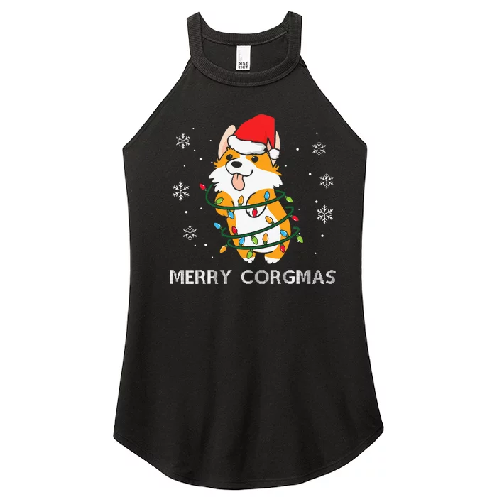 Merry Corgmas Xmas Pajamas Corgi Christmas Nerdy Dog Gifts Women’s Perfect Tri Rocker Tank