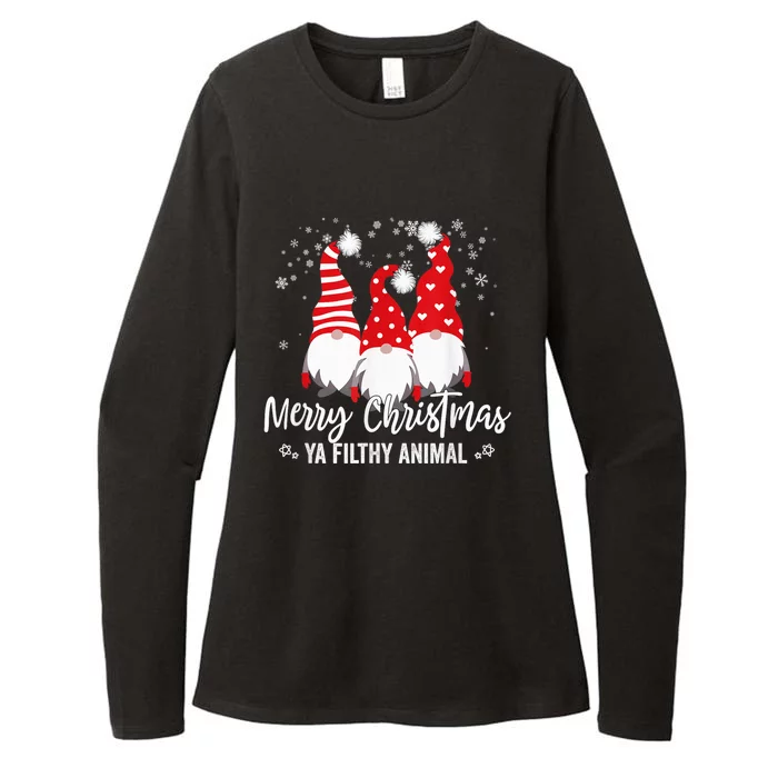 Merry Christmas Ya Filthy Animals Funny Christmas Gnome Womens CVC Long Sleeve Shirt