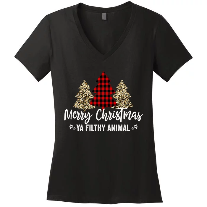 Merry Christmas Ya Filthy Animals Funny Christmas Women's V-Neck T-Shirt