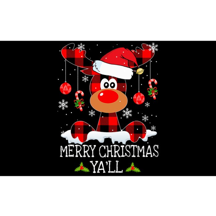 Merry Christmas YaLl Buffalo Red Plaid Reindeer Santa Hat Bumper Sticker