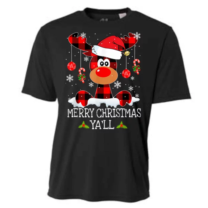 Merry Christmas Ya'll Cute Reindeer Cooling Performance Crew T-Shirt