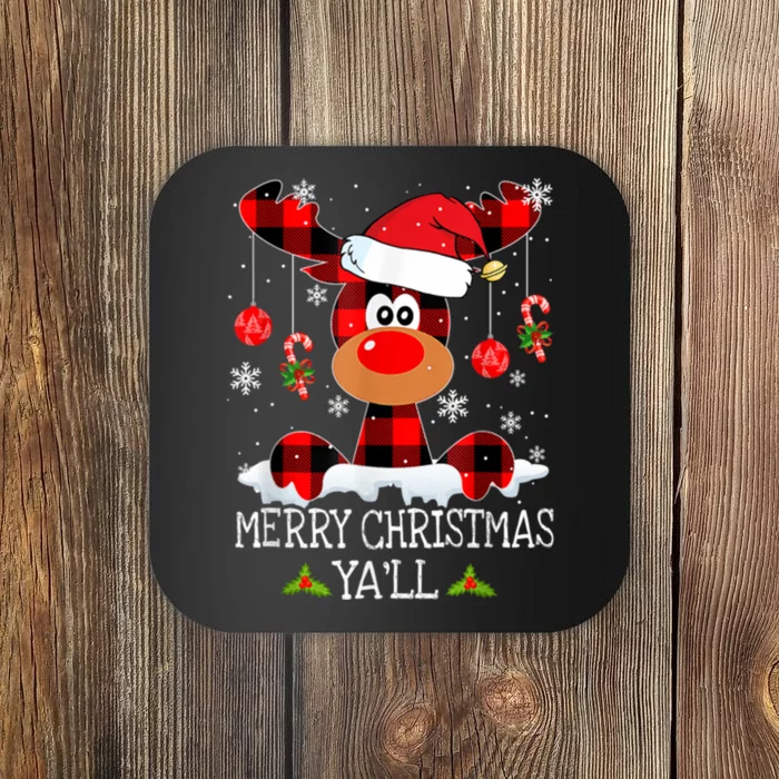 Merry Christmas Ya'll Cute Reindeer Coaster