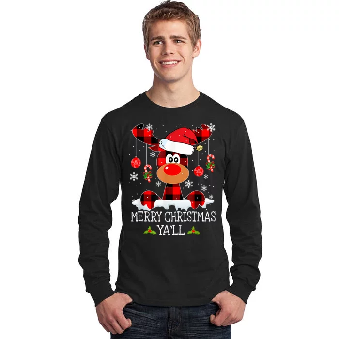 Merry Christmas Ya'll Cute Reindeer Tall Long Sleeve T-Shirt