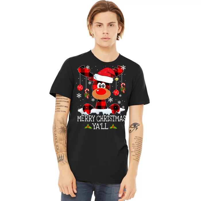 Merry Christmas Ya'll Cute Reindeer Premium T-Shirt