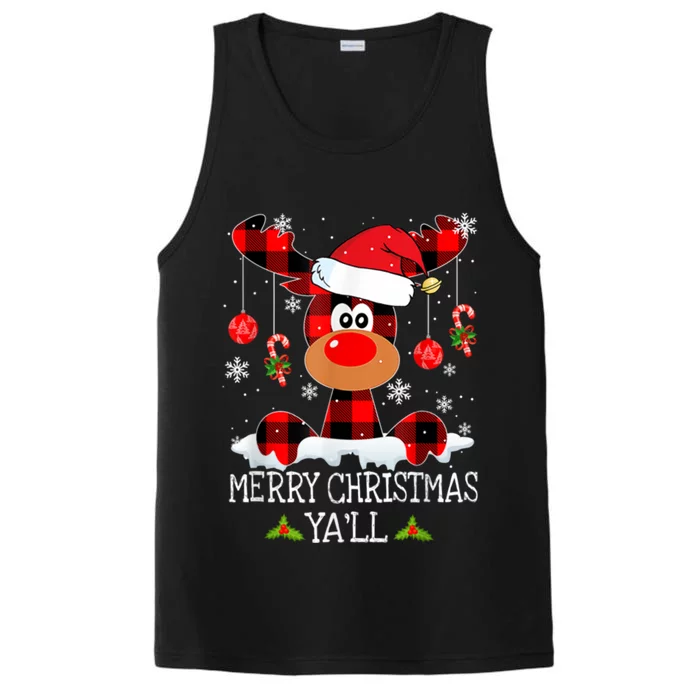 Merry Christmas Ya'll Cute Reindeer Performance Tank