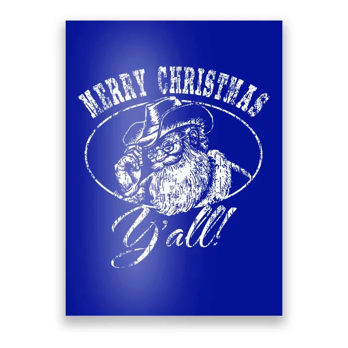 Merry Christmas Y'all Funny Country Cowboy Santa Claus Poster