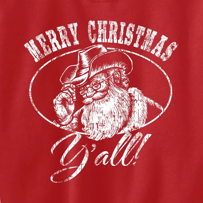 Merry Christmas YAll Funny Country Cowboy Santa Claus Kids Sweatshirt