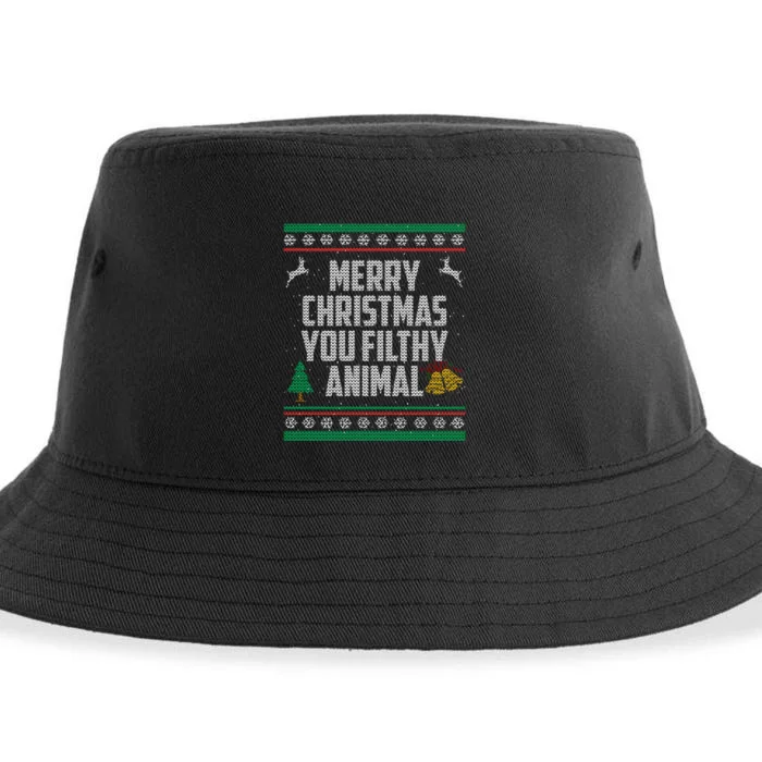 Merry Christmas You Filthy Animal Ugly Sustainable Bucket Hat