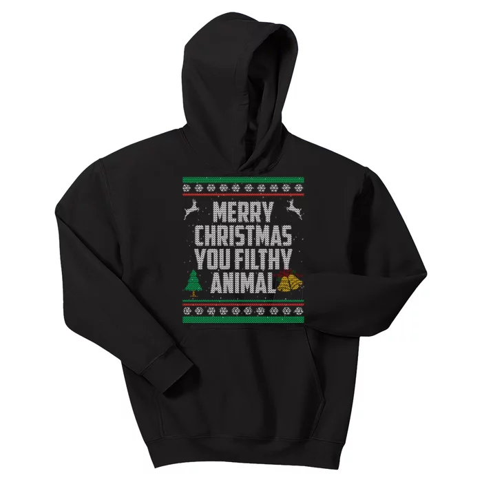 Merry Christmas You Filthy Animal Ugly Kids Hoodie