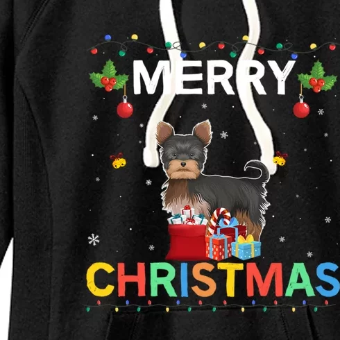 Merry Christmas Yorkshire Terrier Lovers Xmas Holiday Party Gift Women's Fleece Hoodie