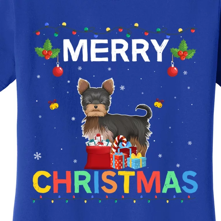 Merry Christmas Yorkshire Terrier Lovers Xmas Holiday Party Gift Women's T-Shirt