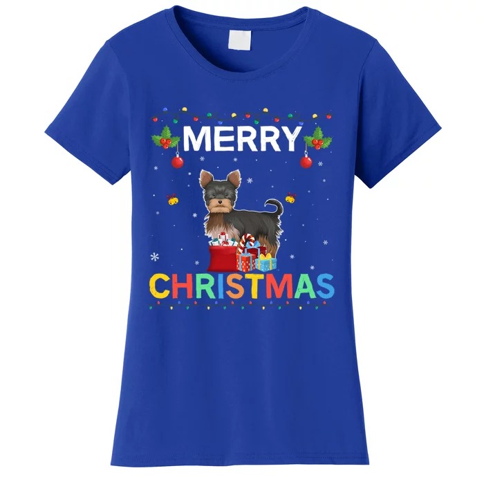 Merry Christmas Yorkshire Terrier Lovers Xmas Holiday Party Gift Women's T-Shirt