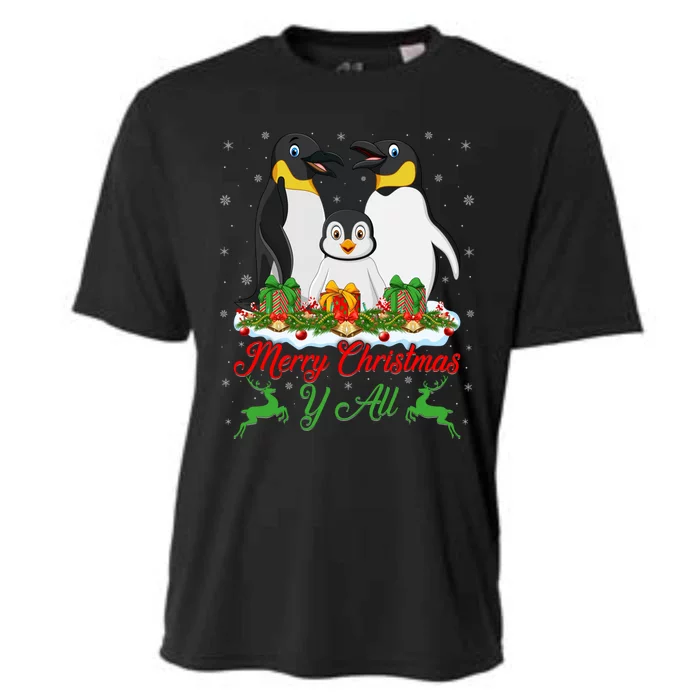 Merry Christmas Y All Family Matching Penguin Christmas Tree Gift Cooling Performance Crew T-Shirt