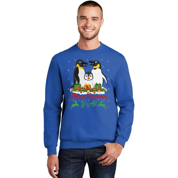 Merry Christmas Y All Family Matching Penguin Christmas Tree Gift Tall Sweatshirt