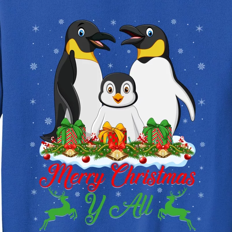 Merry Christmas Y All Family Matching Penguin Christmas Tree Gift Tall Sweatshirt