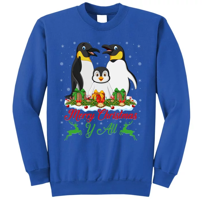 Merry Christmas Y All Family Matching Penguin Christmas Tree Gift Tall Sweatshirt